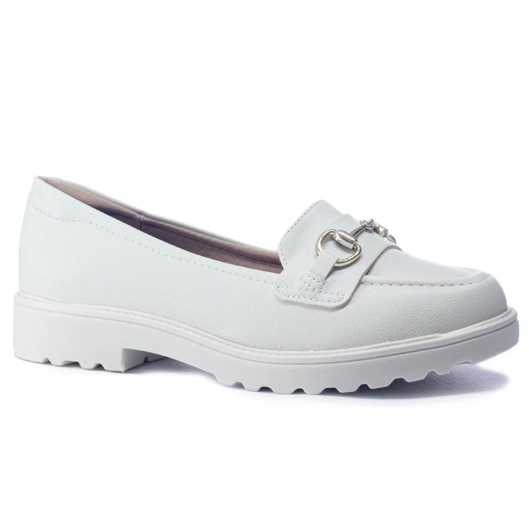 Loafer Feminino Confortável - Branco Off