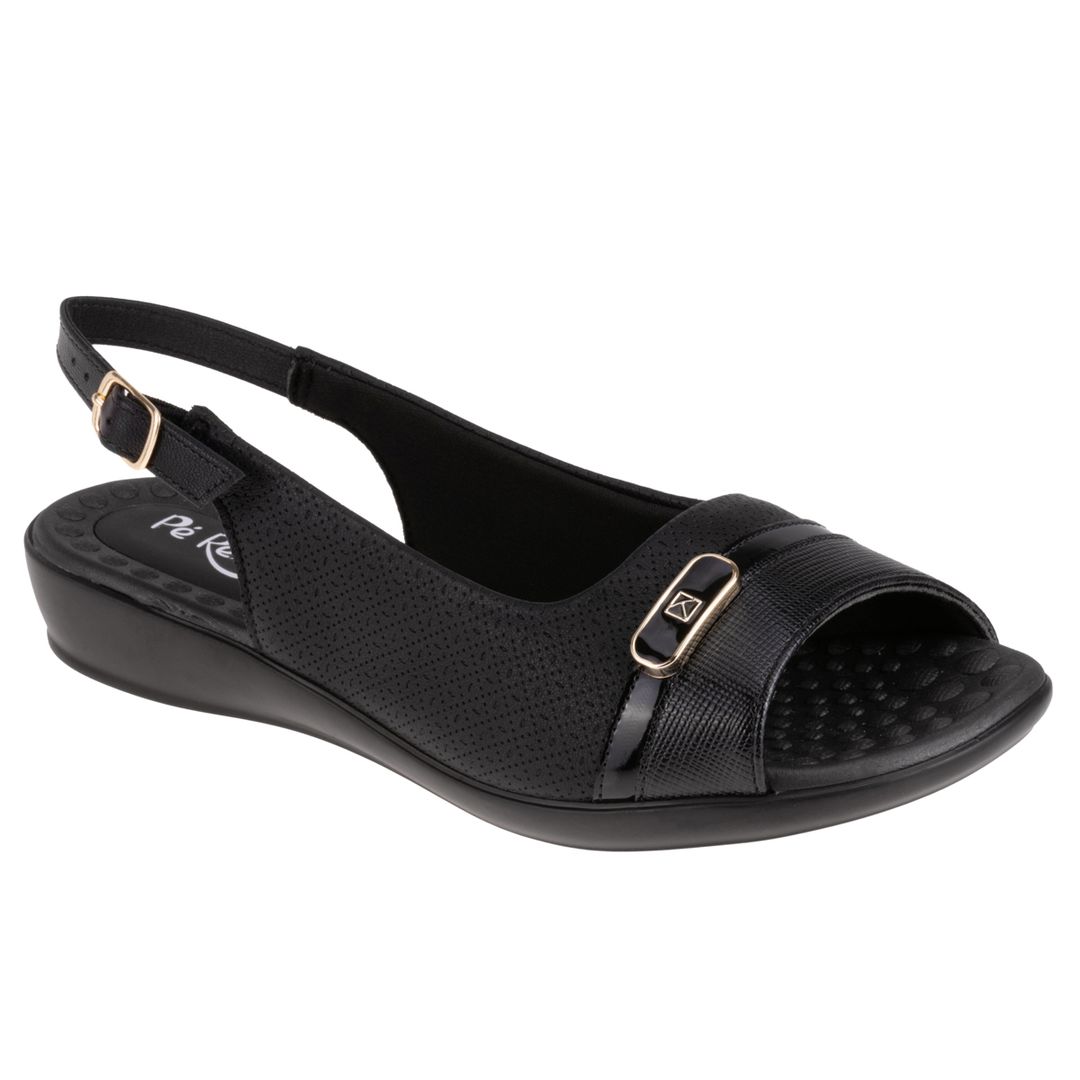 Slingback Jasmim Rasteira - Preto 