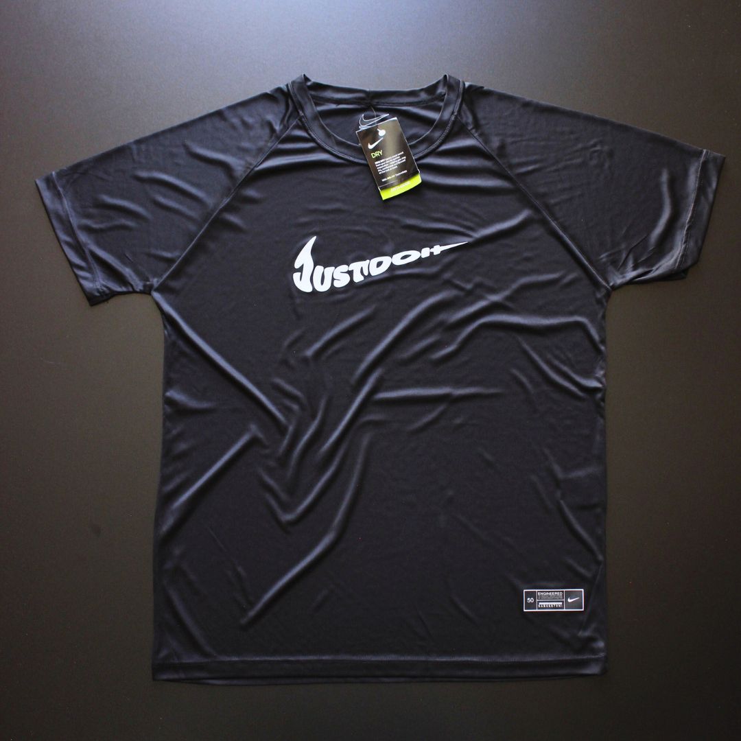 CAMISETAS DRY-FIT PROTEÇAO UV - JUSTDOIT PRETA - Atacado Rei das Cuecas