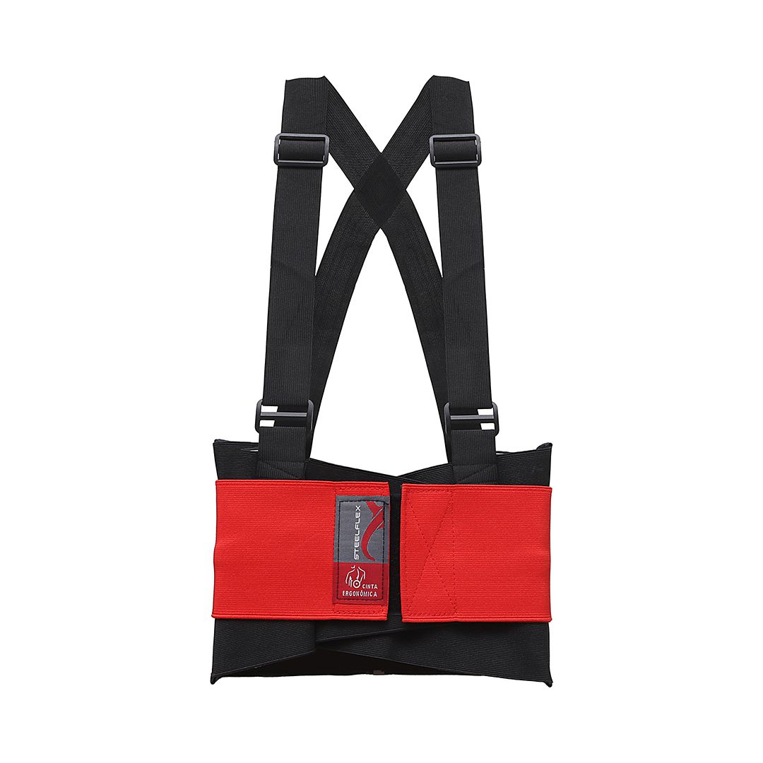 Cinta Ergonômica Steelflex Duplo Elástico Vermelha