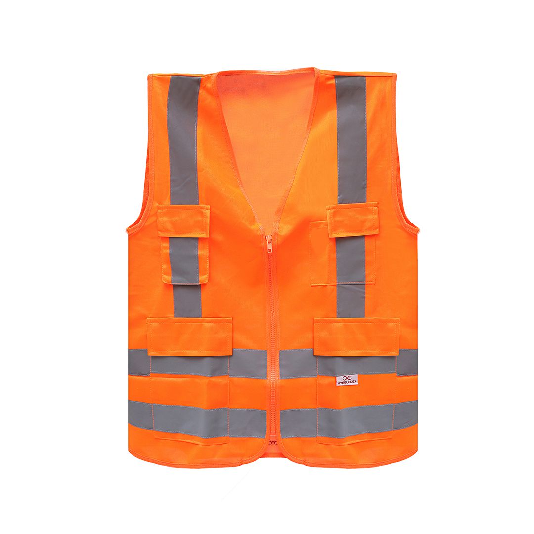 Colete Refletivo Steelflex 4 Bolsos Laranja