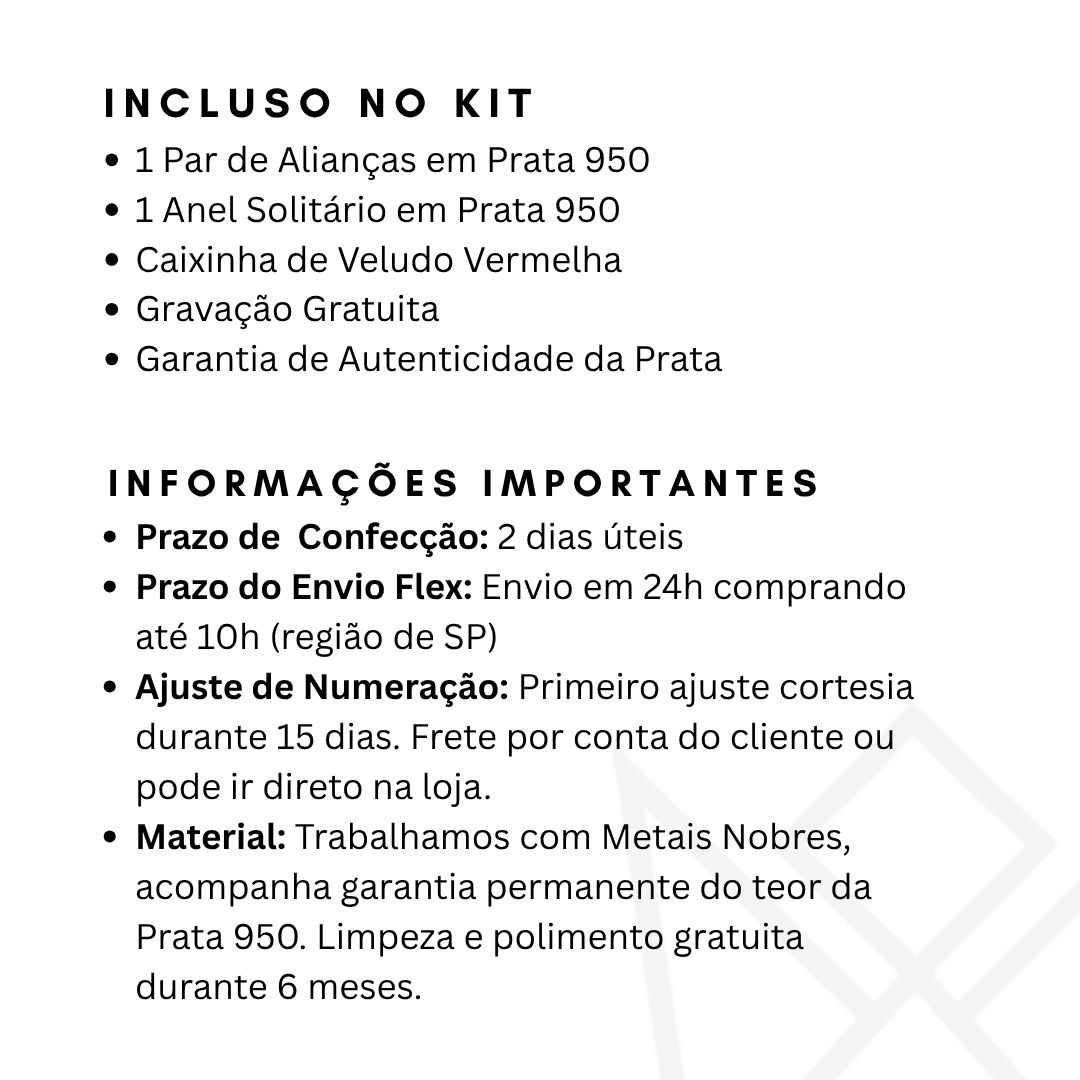 Aliança de Prata com Anel Solitário