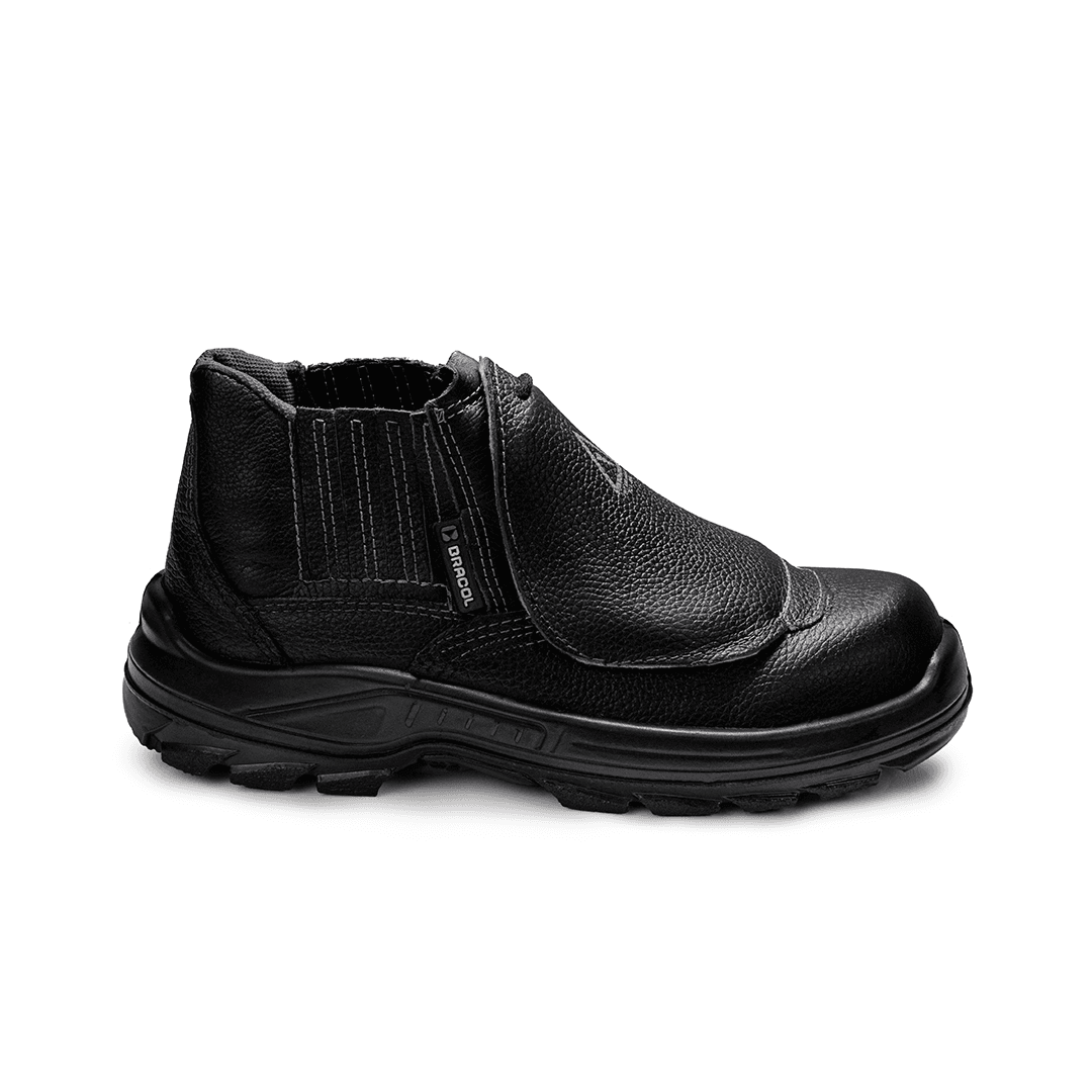 BOTINA STONE PRETA ELASTICO COURO FLOR BICO COMPOSITE PU BIDENSIDADE (PRP)