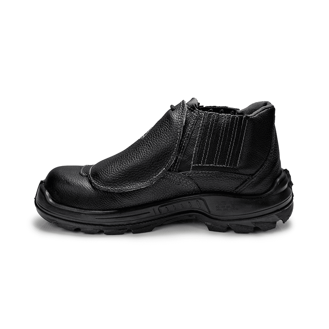 BOTINA STONE PRETA ELASTICO COURO FLOR BICO COMPOSITE PU BIDENSIDADE (PRP)