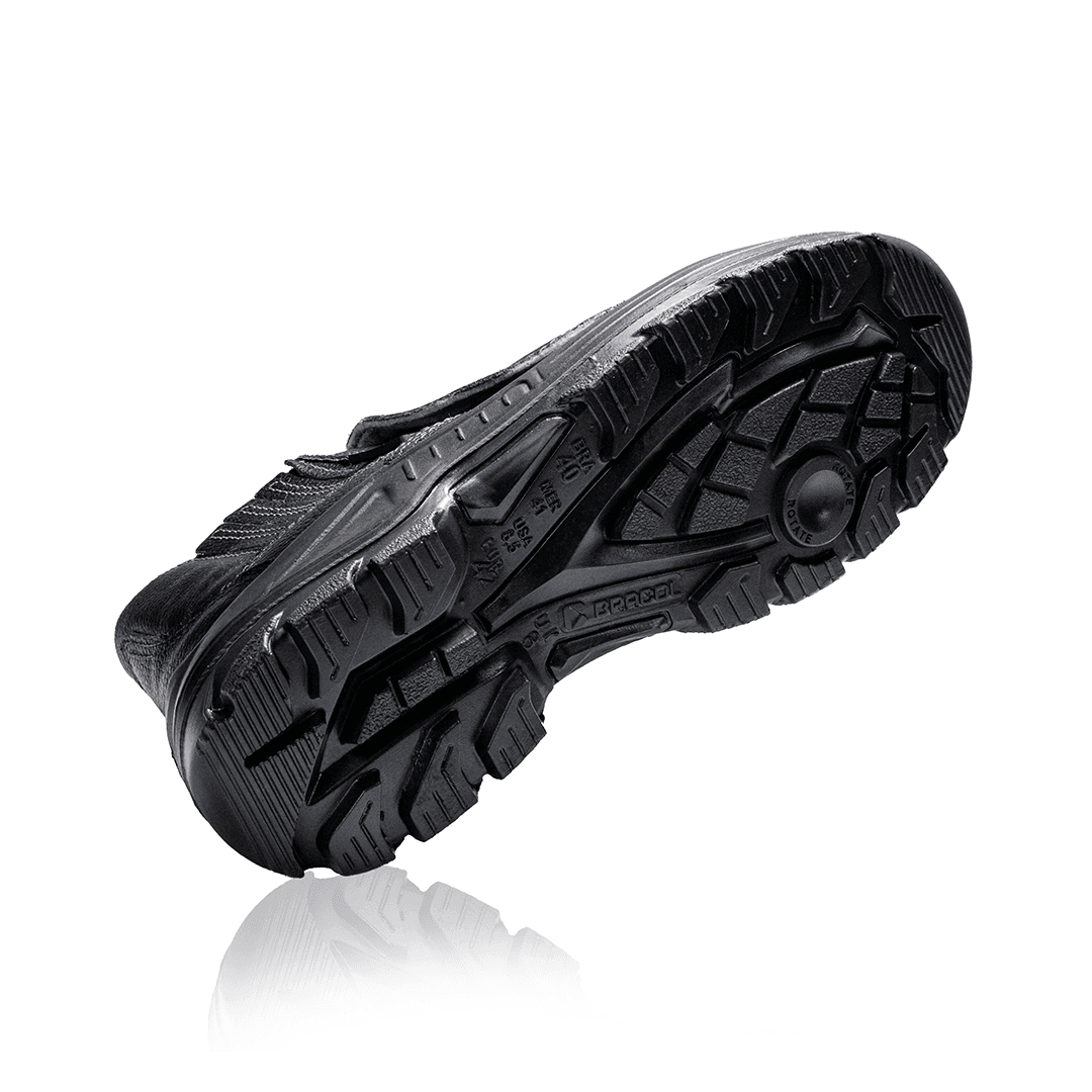 BOTINA STONE PRETA ELASTICO COURO FLOR BICO COMPOSITE PU BIDENSIDADE (PRP)