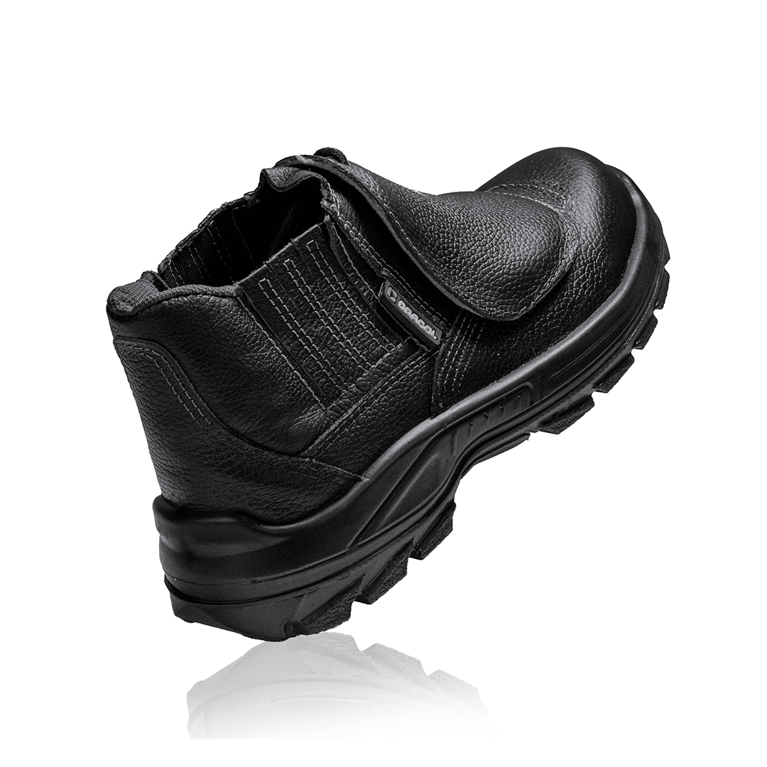 BOTINA STONE PRETA ELASTICO COURO FLOR BICO COMPOSITE PU BIDENSIDADE (PRP)