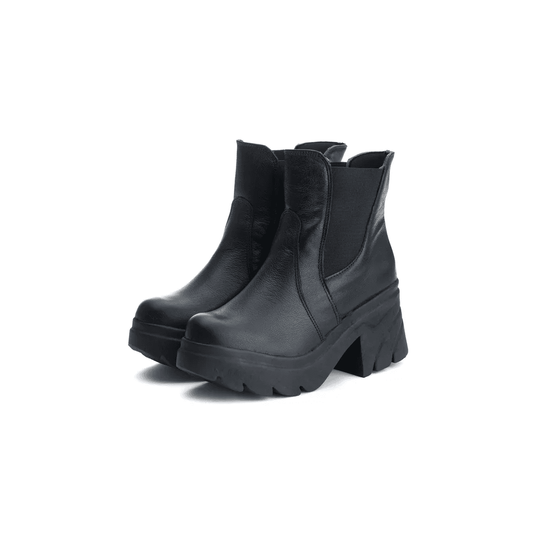 Bota Coturno Chelsea Feminina Couro Legitimo Preto - REF: 6729