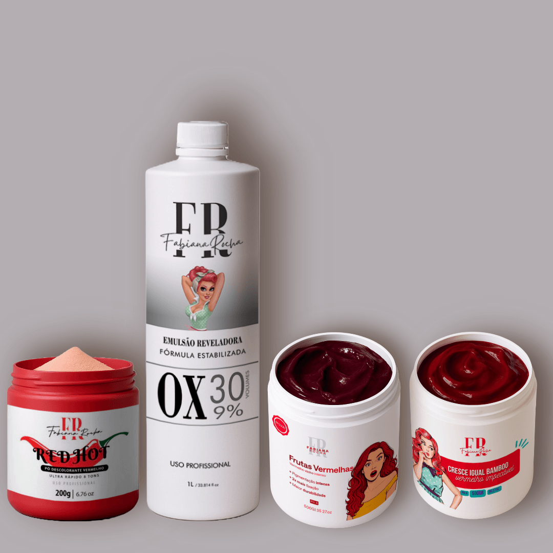 Kit Com Pó Descolorante Vermelho, Água Oxigenada E... - by fabiana rocha 