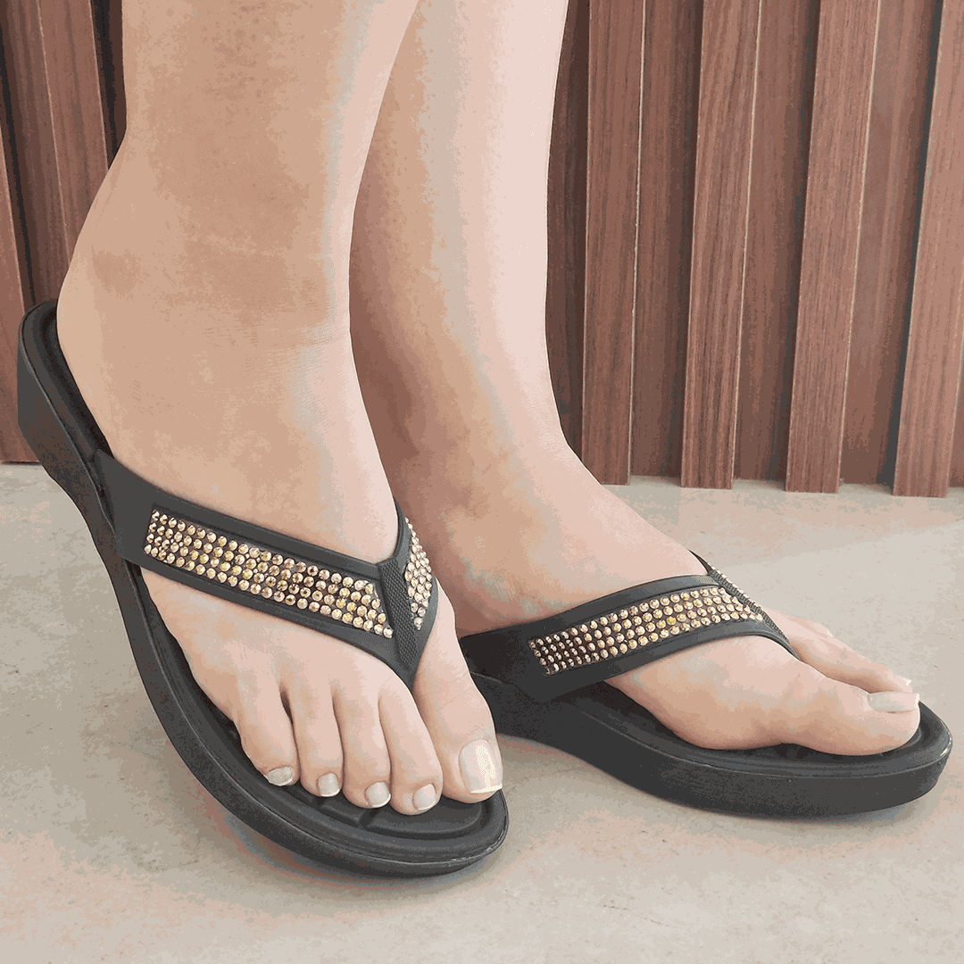 Chinelo Anabela para Espor o e Fascite Preto P Relax Sapatos