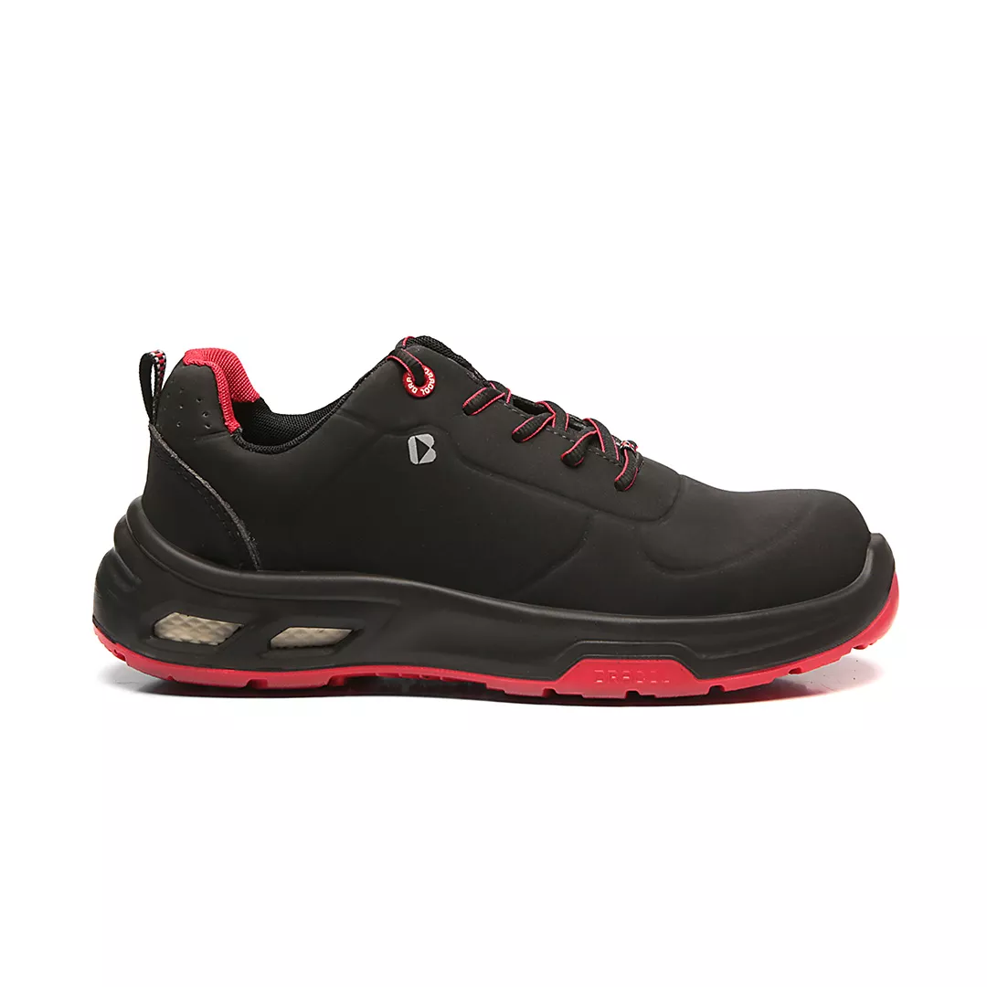 DETROIT BTDM TÊNIS DE AMARRAR MICROFIBRA PRETO SOLADO VERMELHO COMPOSITE + ELETRICISTA+PRP 