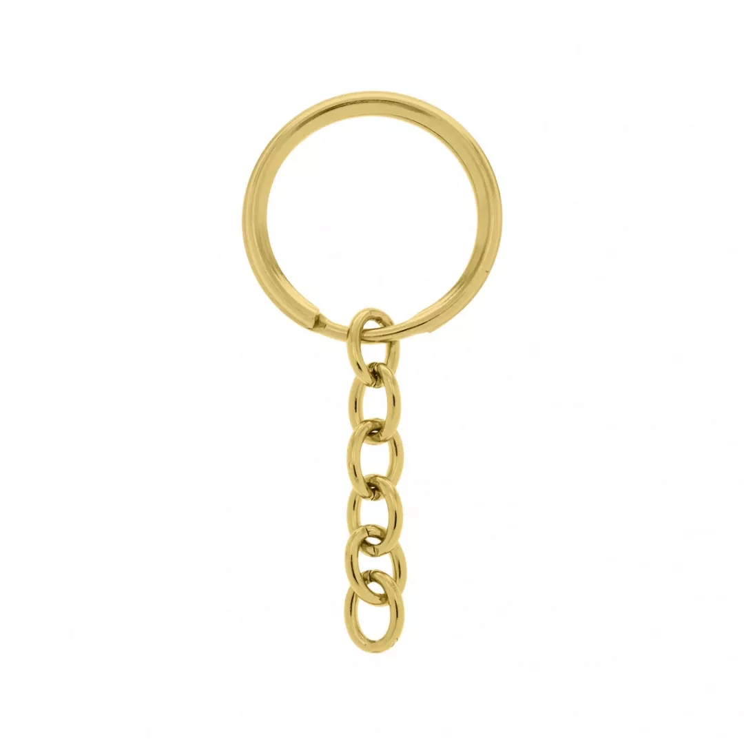 Argola para chaveiro com corrente - 25MM Dourada C... - METALVALE BIJU