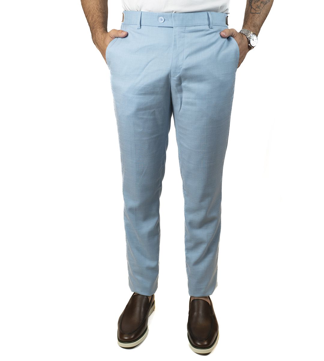 Calça Brawd Alfaiataria com Regulagem Azul Claro - Loja Brawd