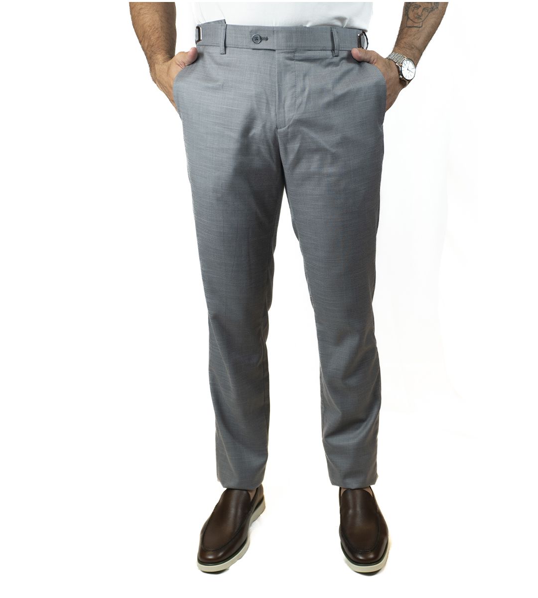 Calça Brawd Alfaiataria com Regulagem Cinza - Loja Brawd