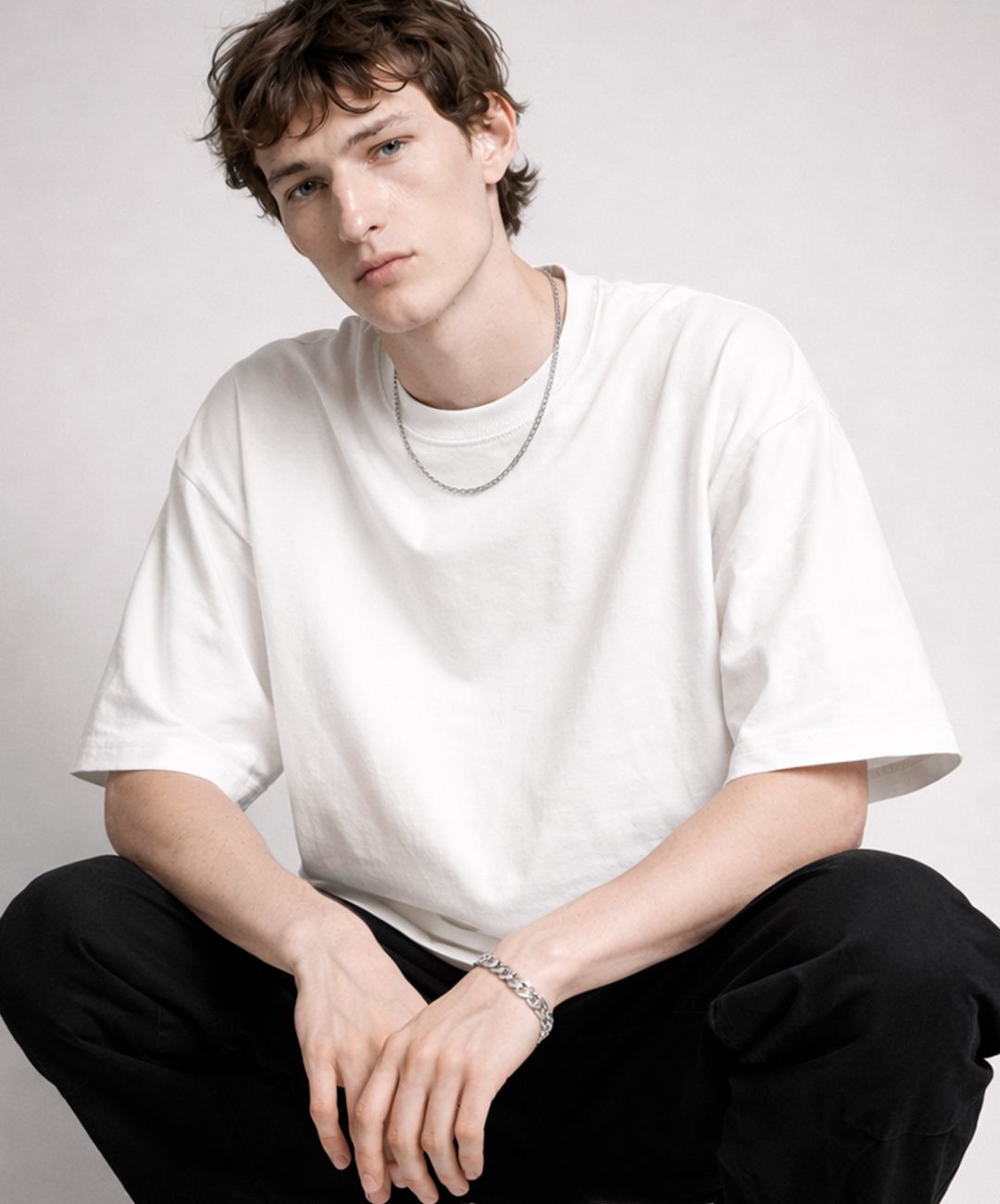 Camiseta Oversized Premium Branca Masculina – 100% Algodão Visual Moderno