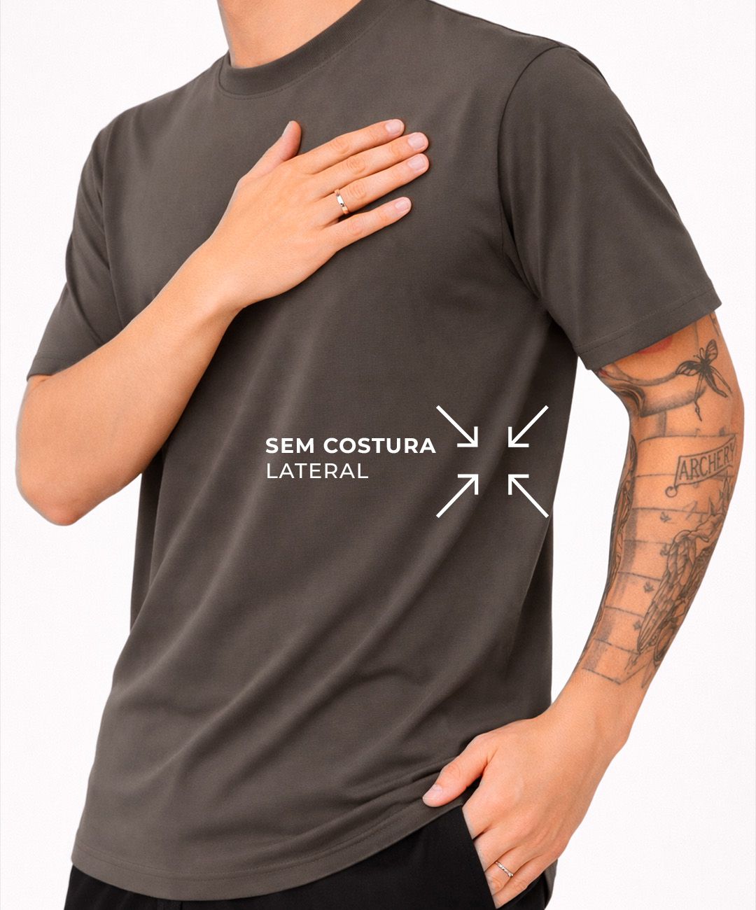 Camiseta Masculina Premium Fendi Caqui Sem Costura Lateral – 100% Algodão Caimento Natural 