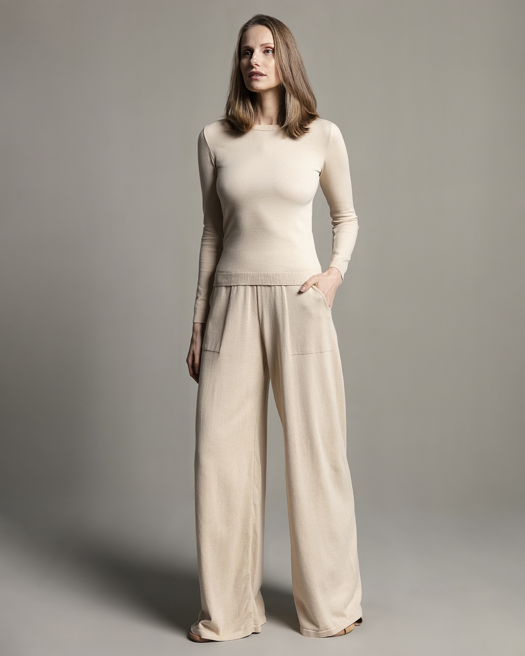 Calça Pure Algodão Bege- - Maria Pavan