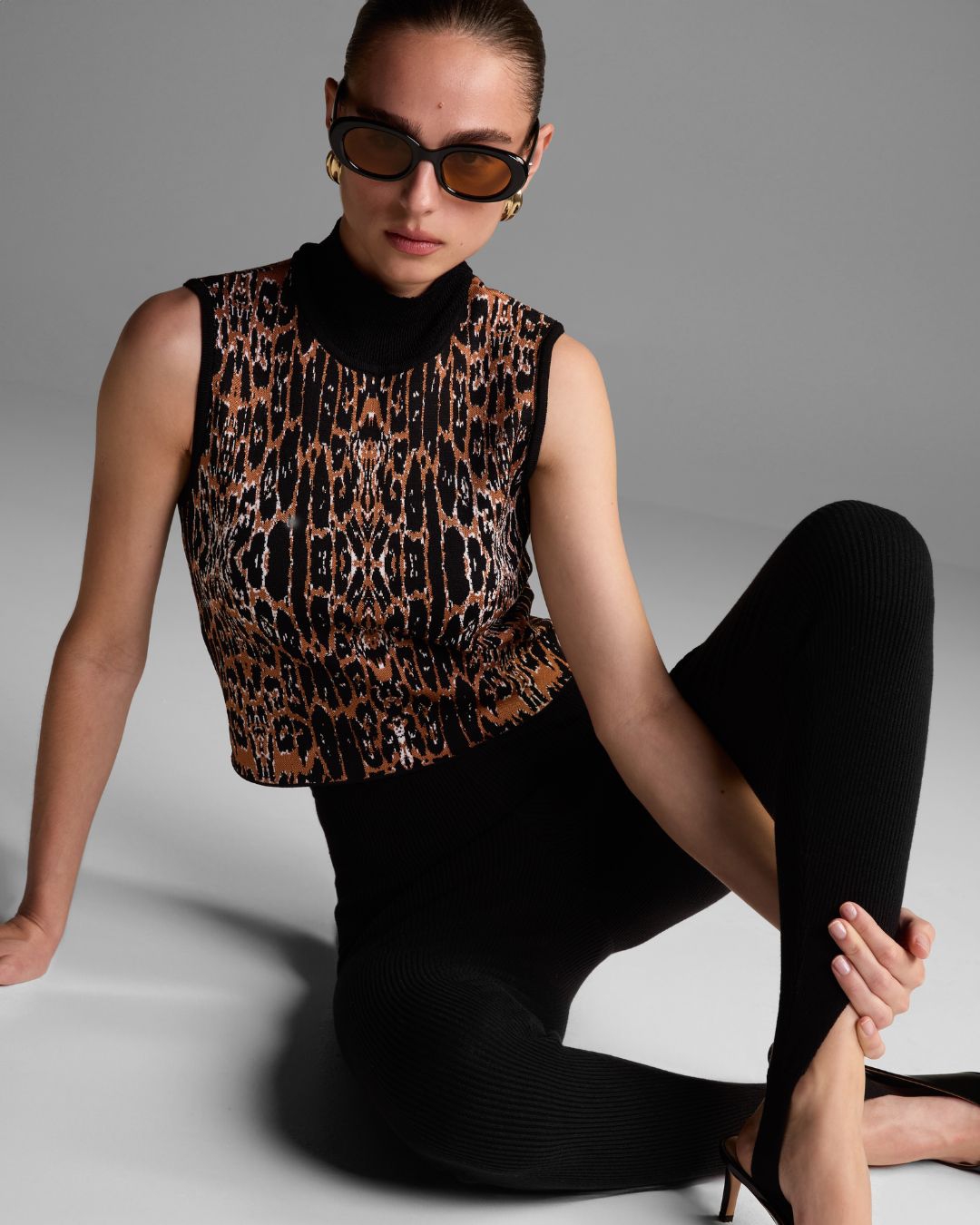 Blusa Panter Animal Print Jacquard - Maria Pavan
