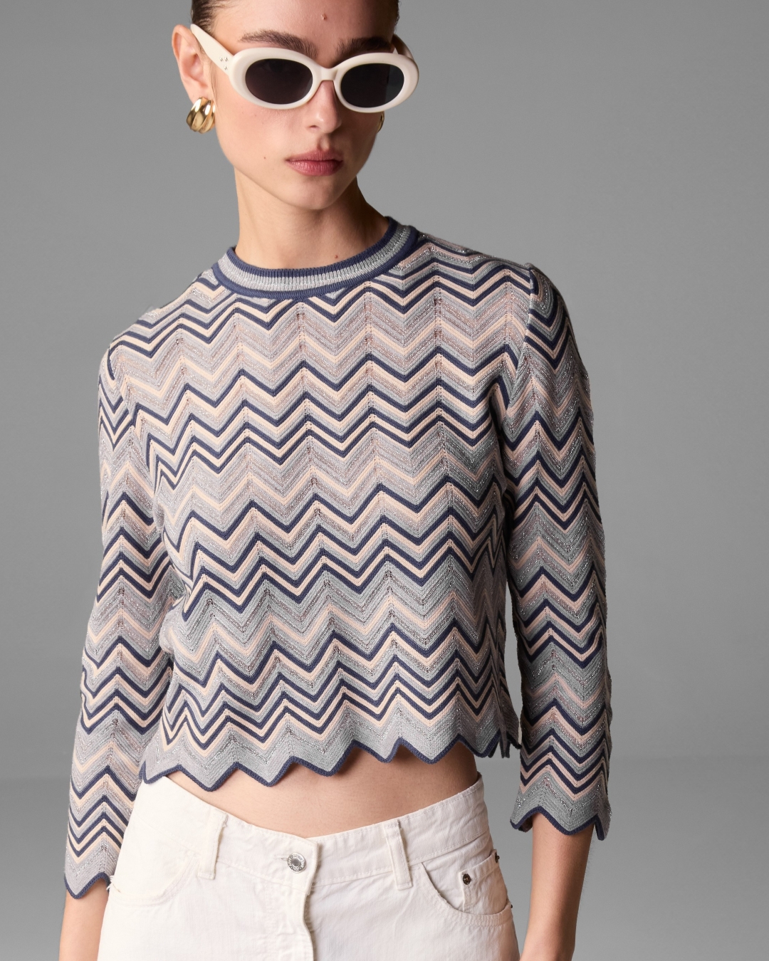 Blusa Chevron Manga 3/4 Eclat - Maria Pavan