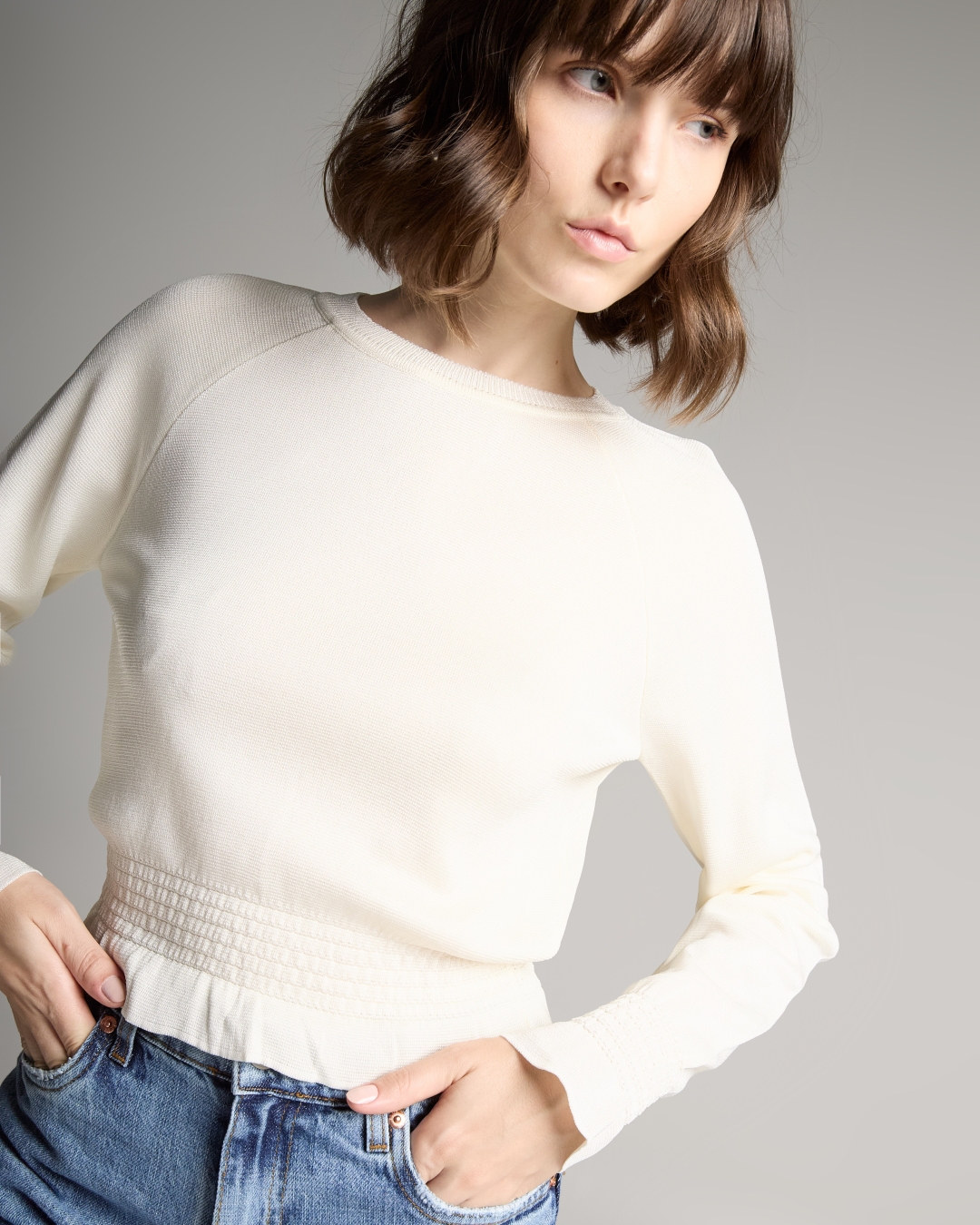 Blusa Letícia Manga Longa Branca - Maria Pavan