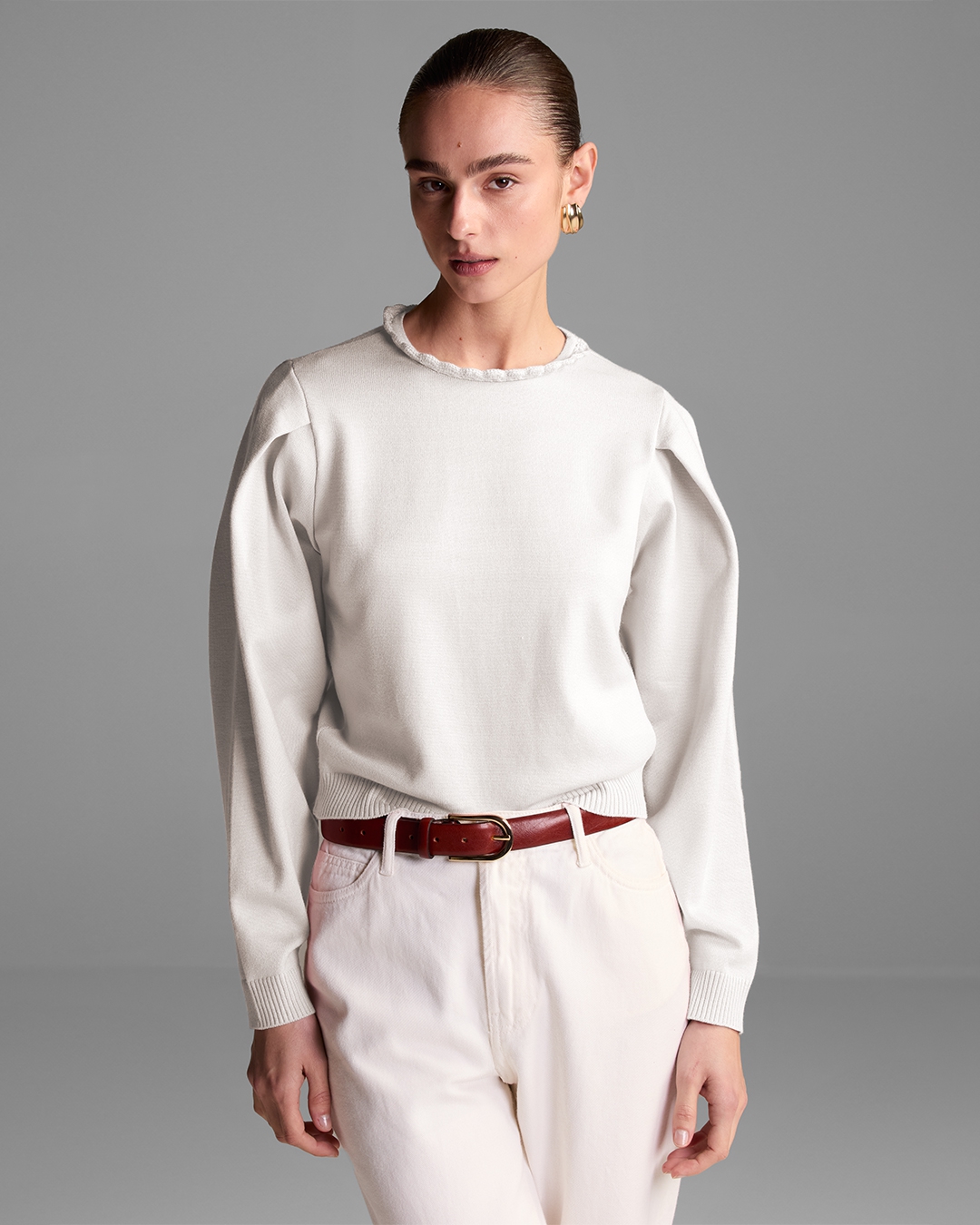 Blusa Gola Duda Crochet Off White - Maria Pavan