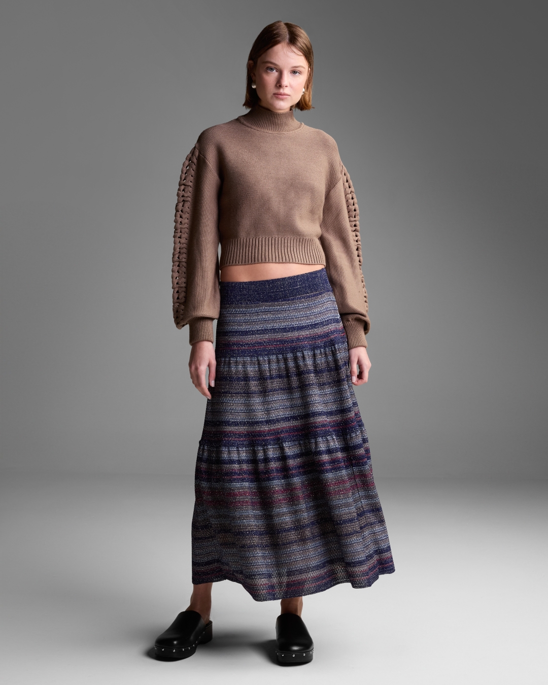 Saia Midi Nuage Lurex Listras - Maria Pavan