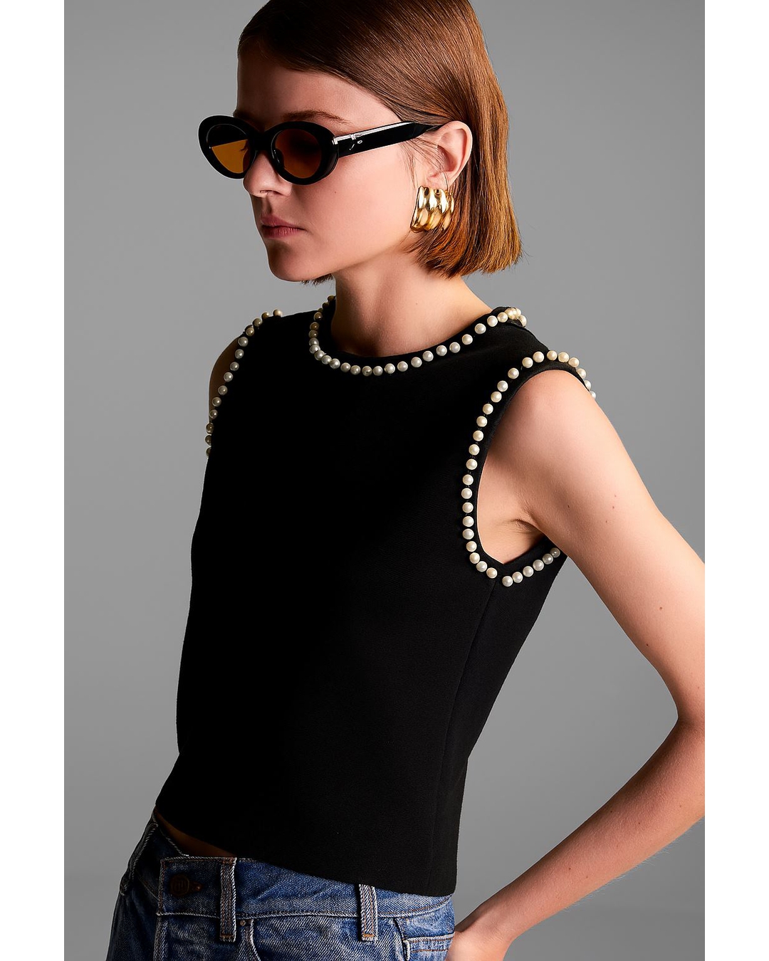 Blusa Top Perolas Preto - Maria Pavan