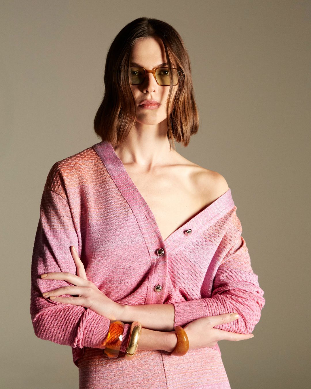 Casaco Cardigan Por Do Sol Laranja - Maria Pavan