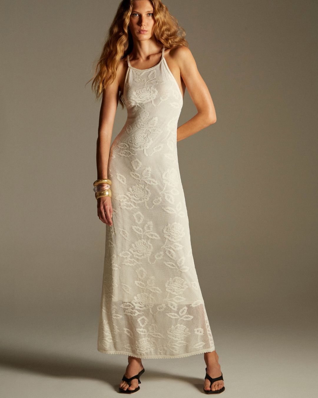 Vestido Rendado Roses Branco Off White - Maria Pavan