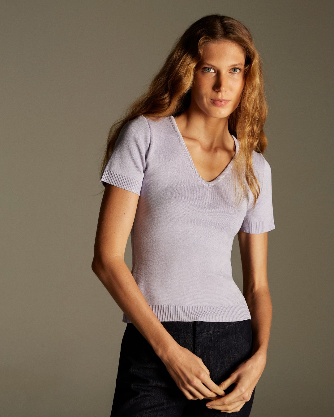 Blusa Decote V Básicos Lilás - Maria Pavan