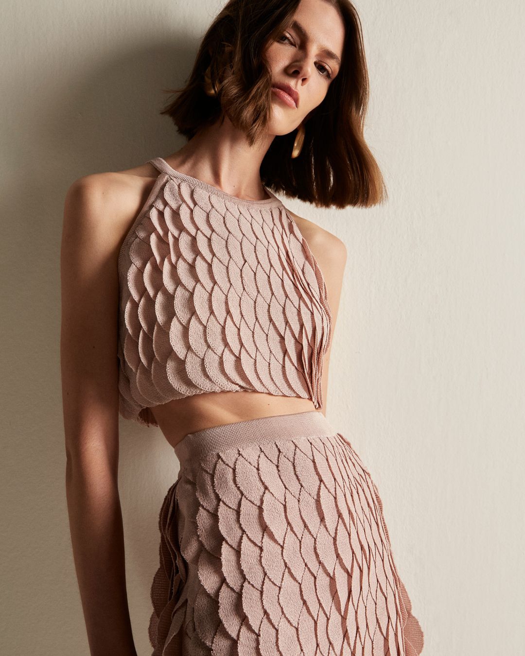 Saia Camélia Bege Linho - Maria Pavan