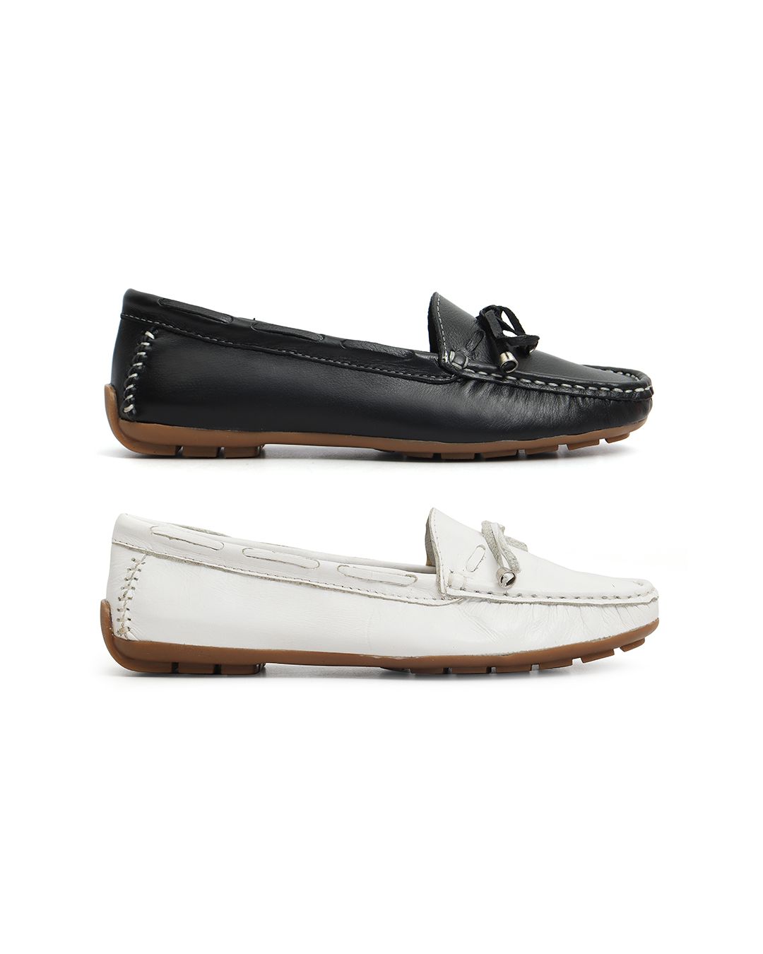 Kit 2 Mocassins Casual Feminino Em Couro Bran... - Malta Shoes