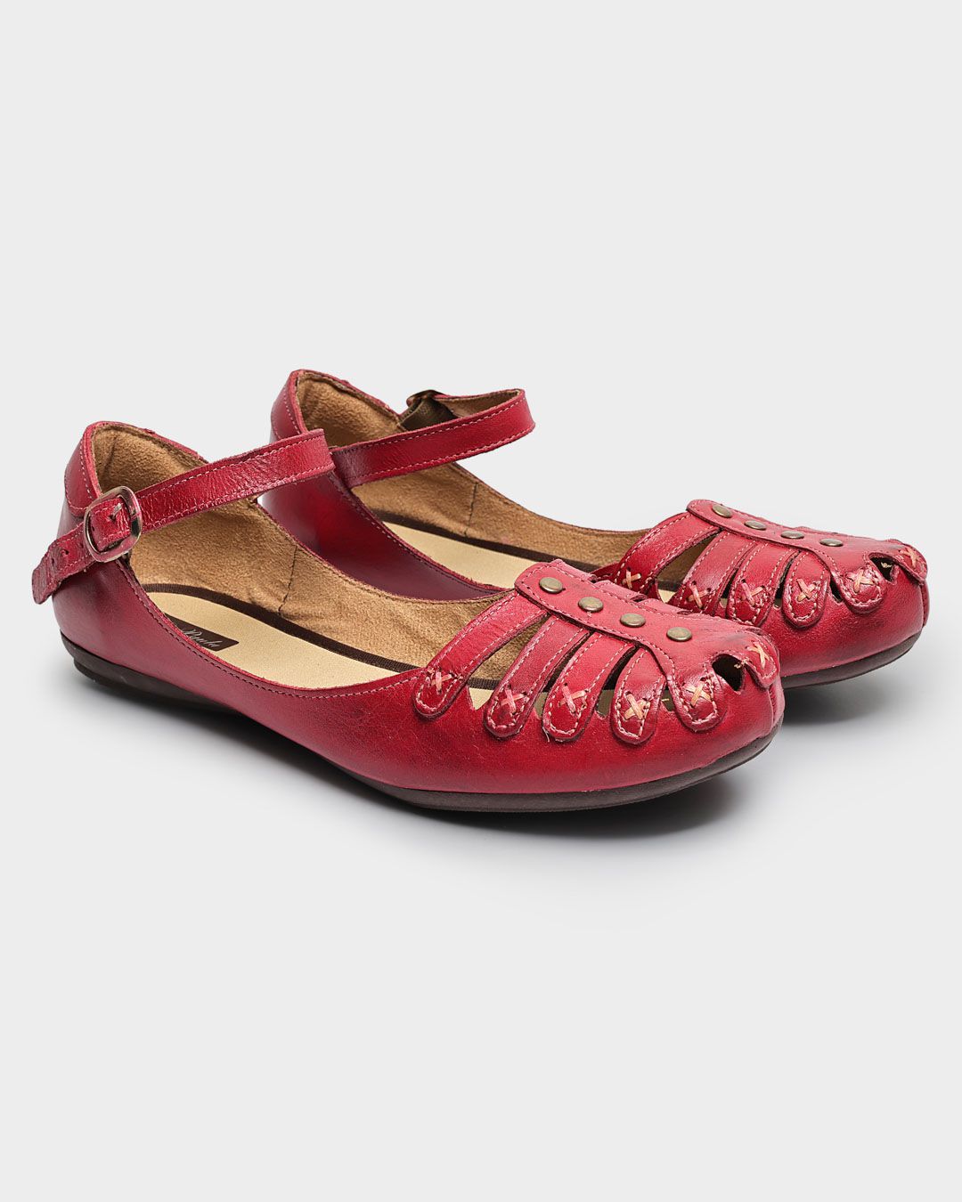 Sapatilha Feminina Em Couro Vermelha Malta - Malta Shoes