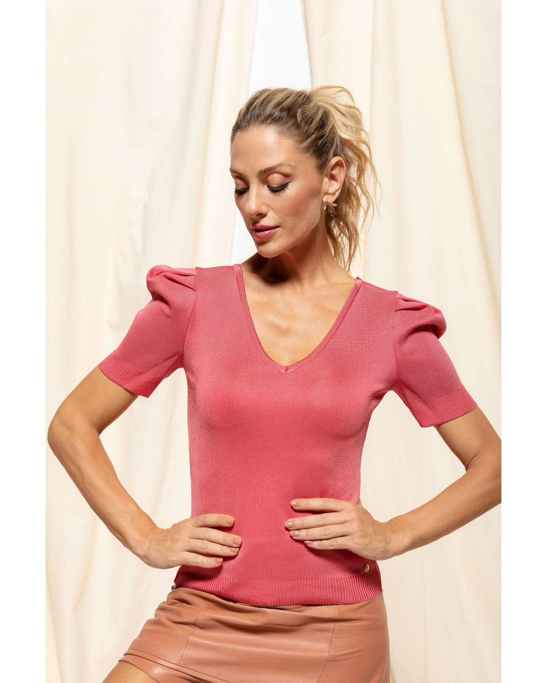 Blusa Veneza Coral - Maria Pavan