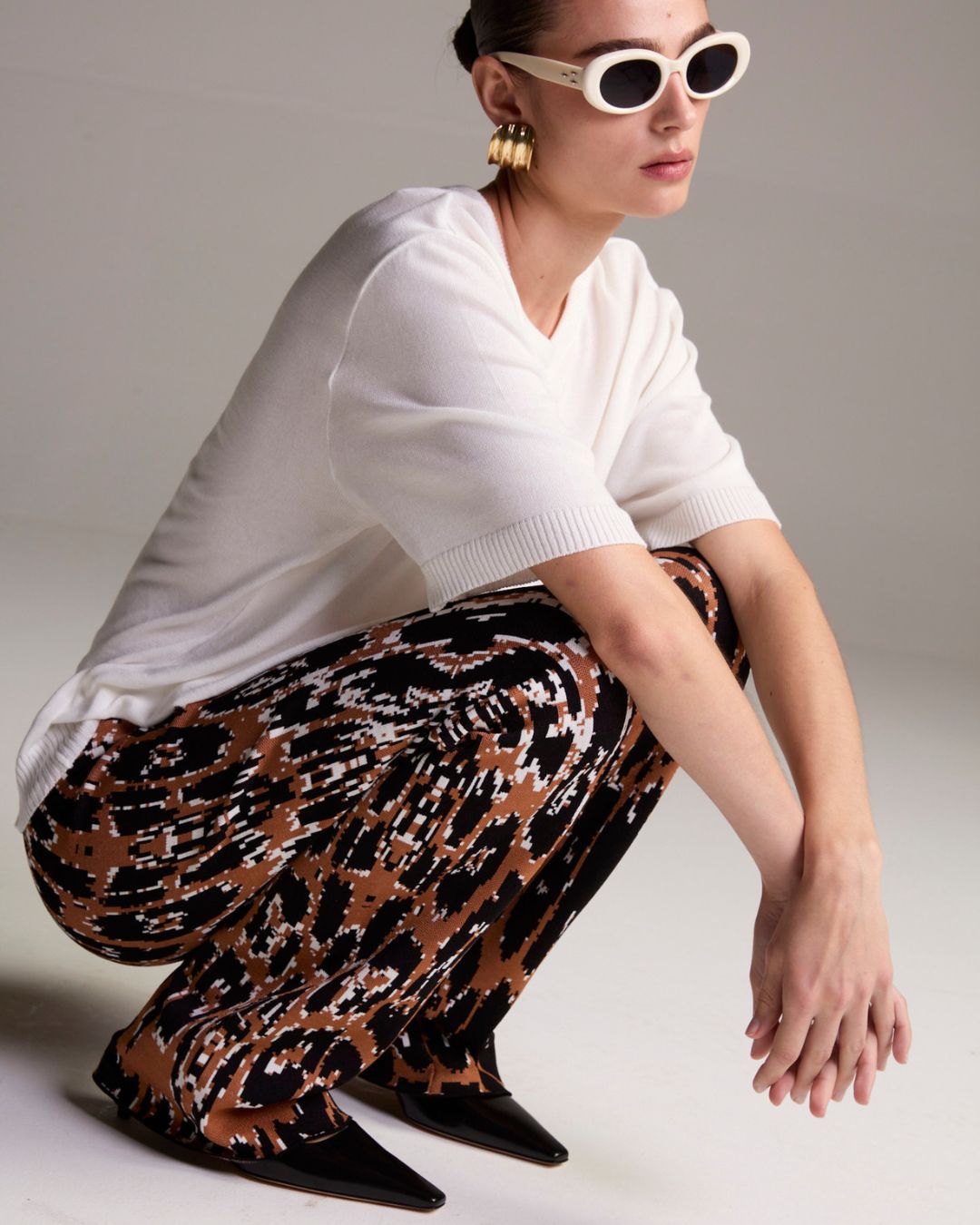 Calça Panter Animal Print Jacquard - Maria Pavan