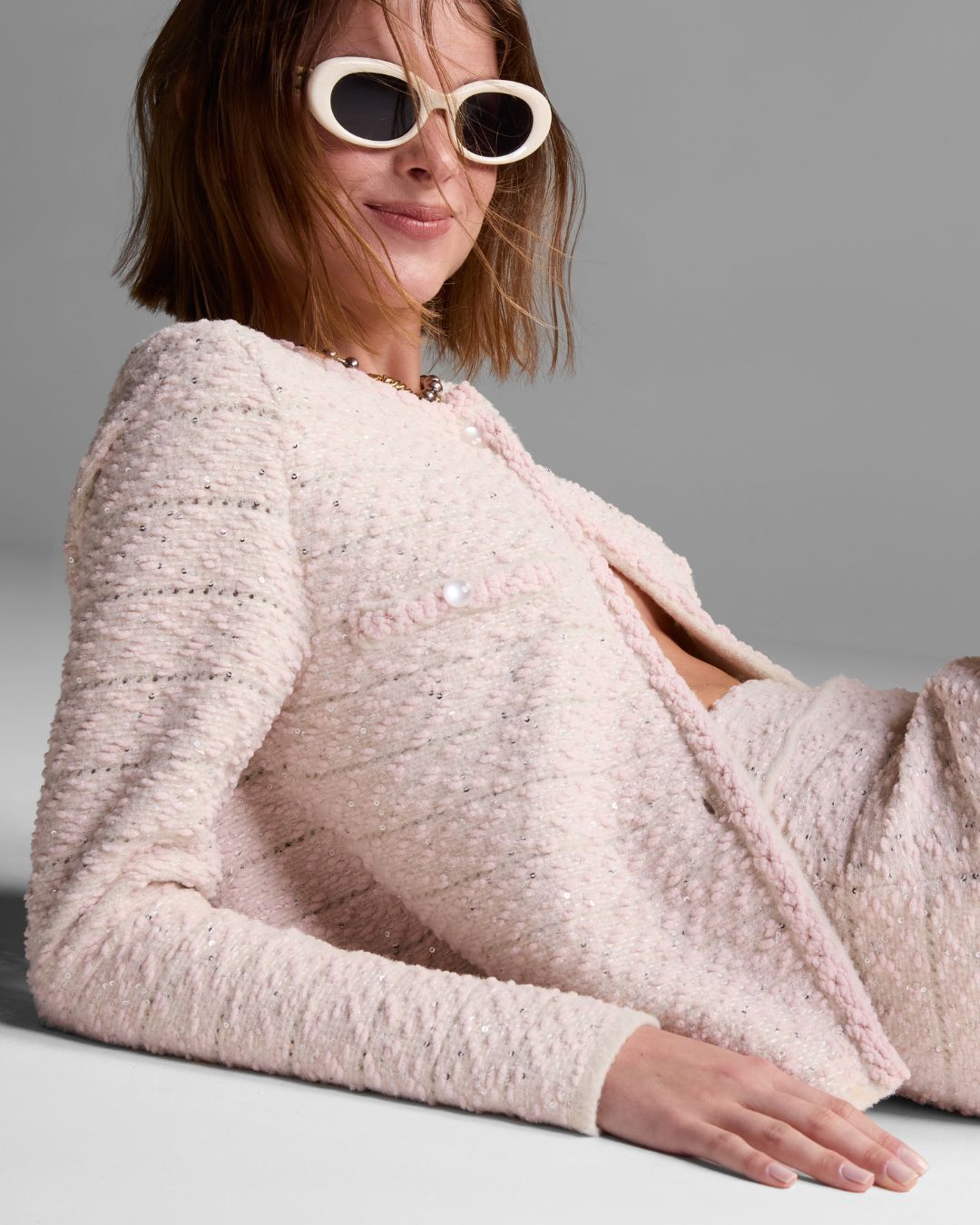 Cardigan Mulbery Rosa Claro - Maria Pavan