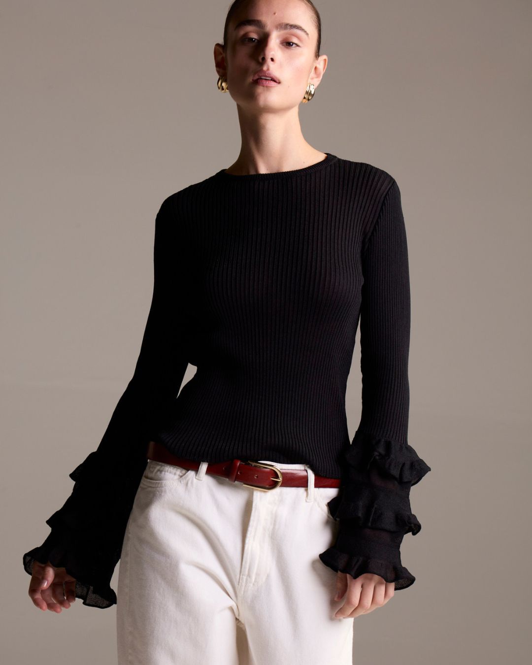 Blusa Canelada Boho Preta - Maria Pavan