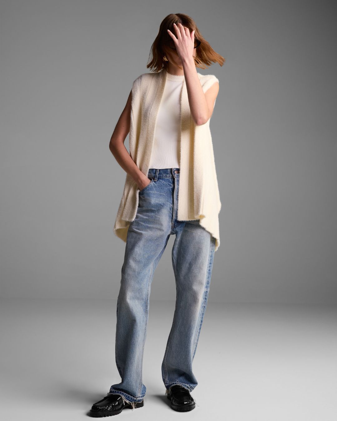 Colete Alongado Elis Off White - Maria Pavan