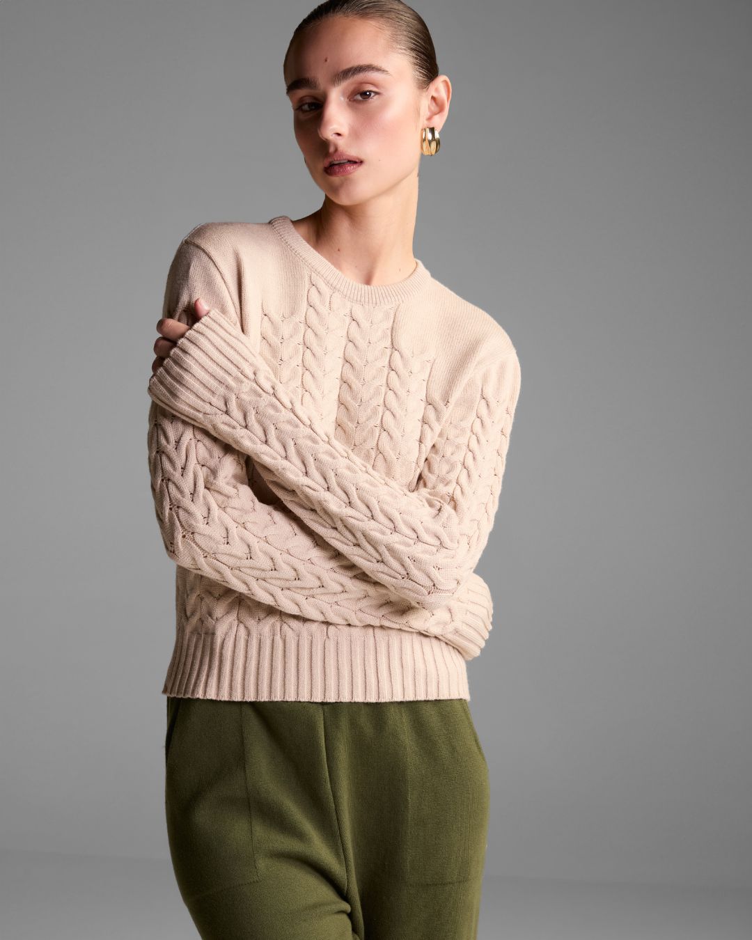 Pull Astoria Manga Longa Bege - Maria Pavan