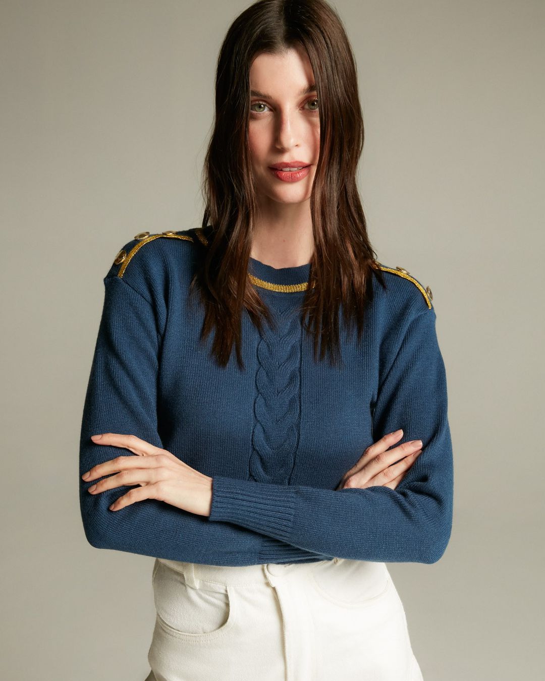 Blusa Bergen Azul Marinho- - Maria Pavan