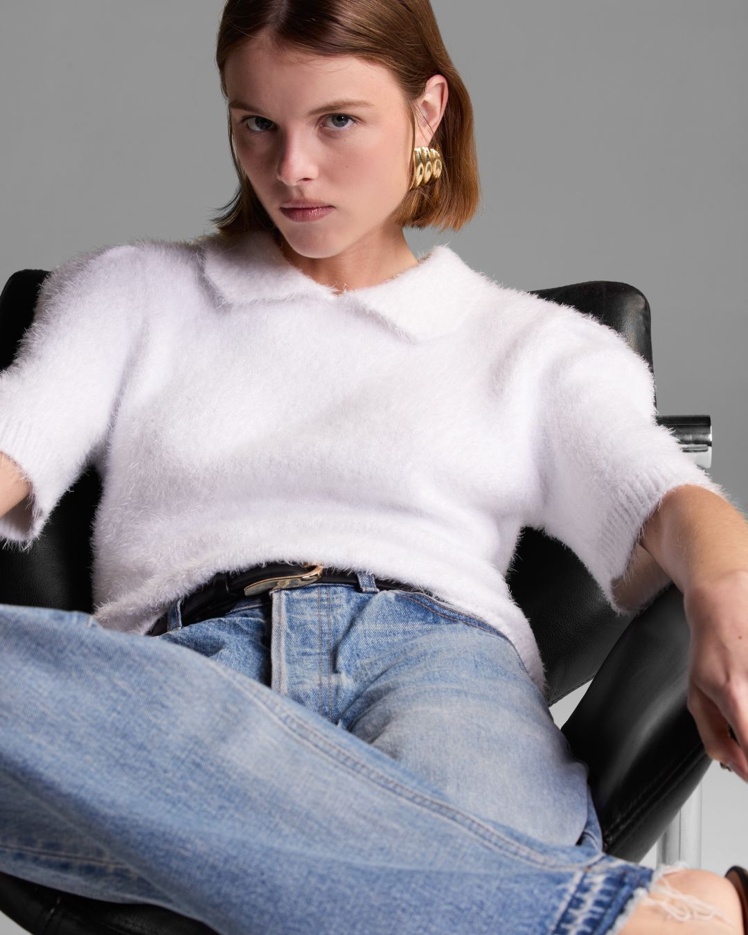 Blusa Mariana Gola Polo Off White - Maria Pavan