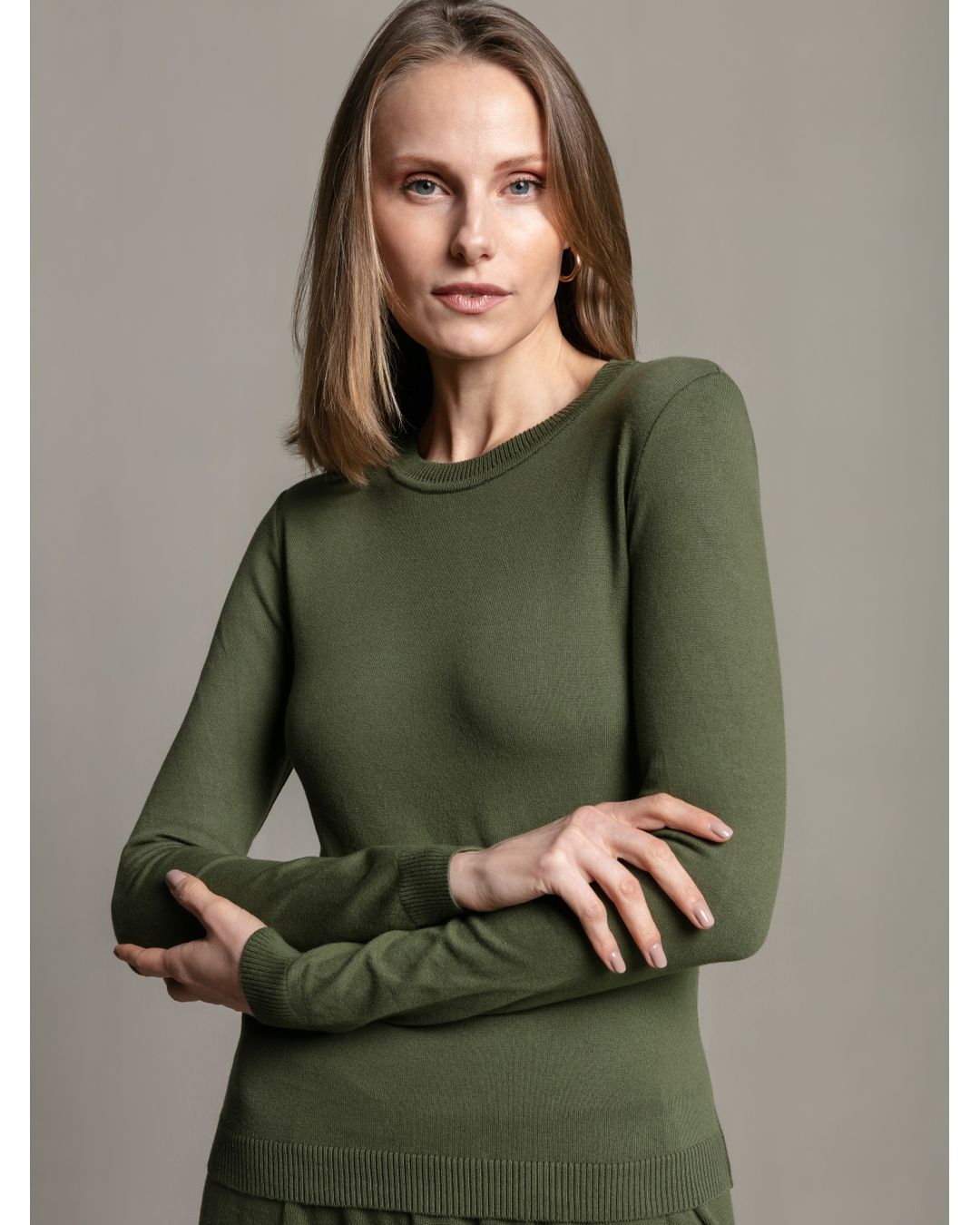 Blusa Pura Gola Careca Verde Militar - Maria Pavan