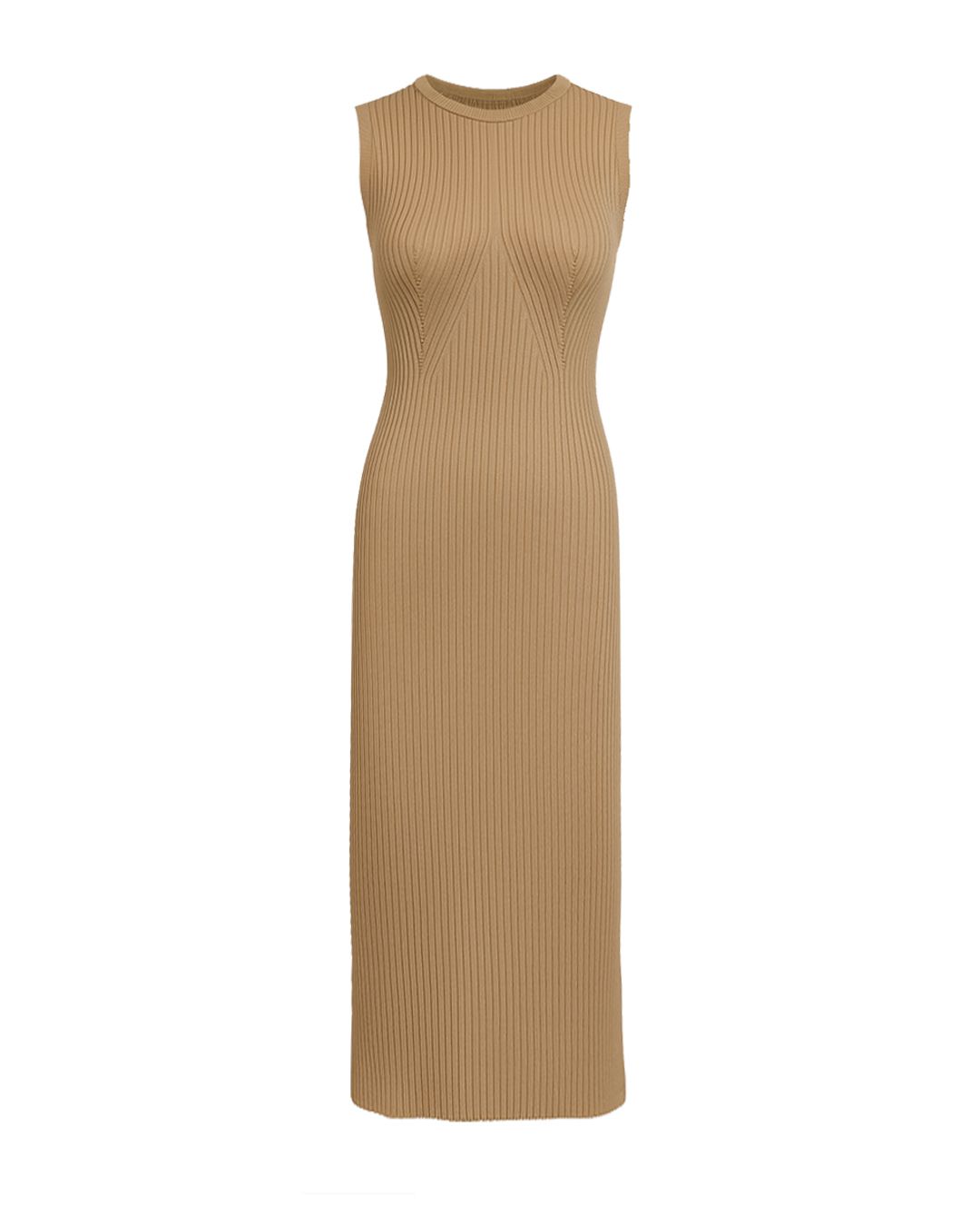 Vestido Regata Canelado Camel - Maria Pavan