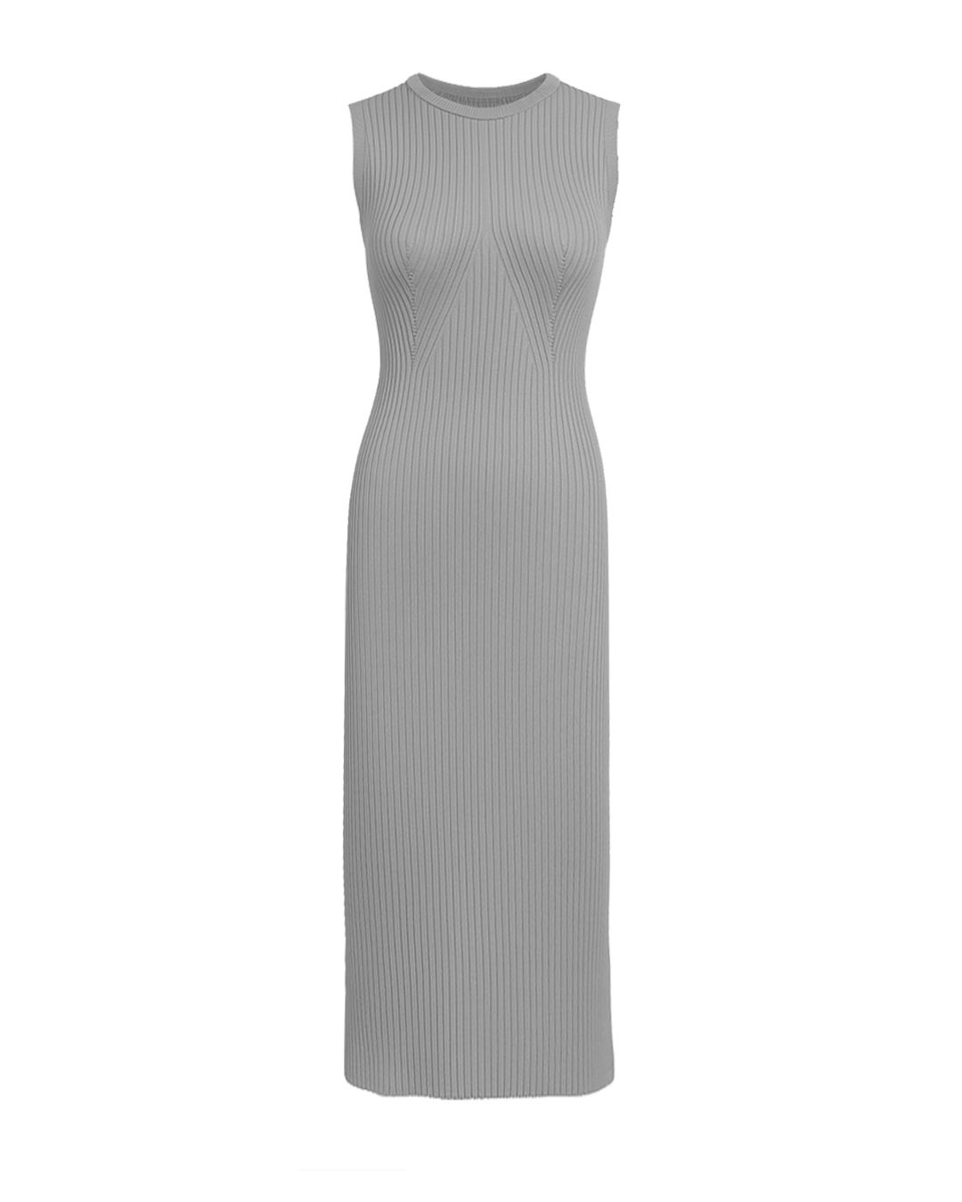 Vestido Regata Canelado Cinza - Maria Pavan
