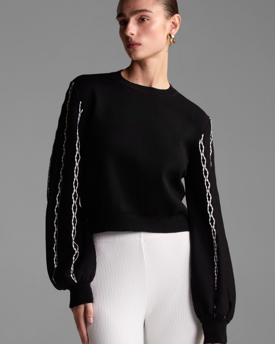 Blusa Luisa Manga Longa Preta - Maria Pavan