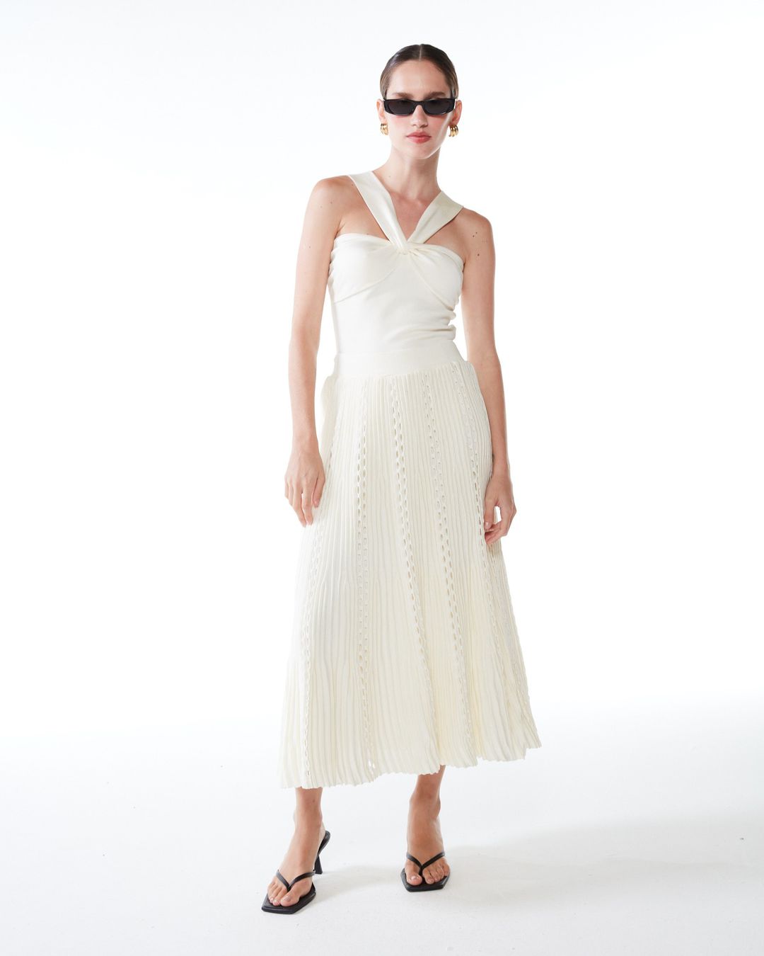 Saia Midi Coliseu Off White- - Maria Pavan