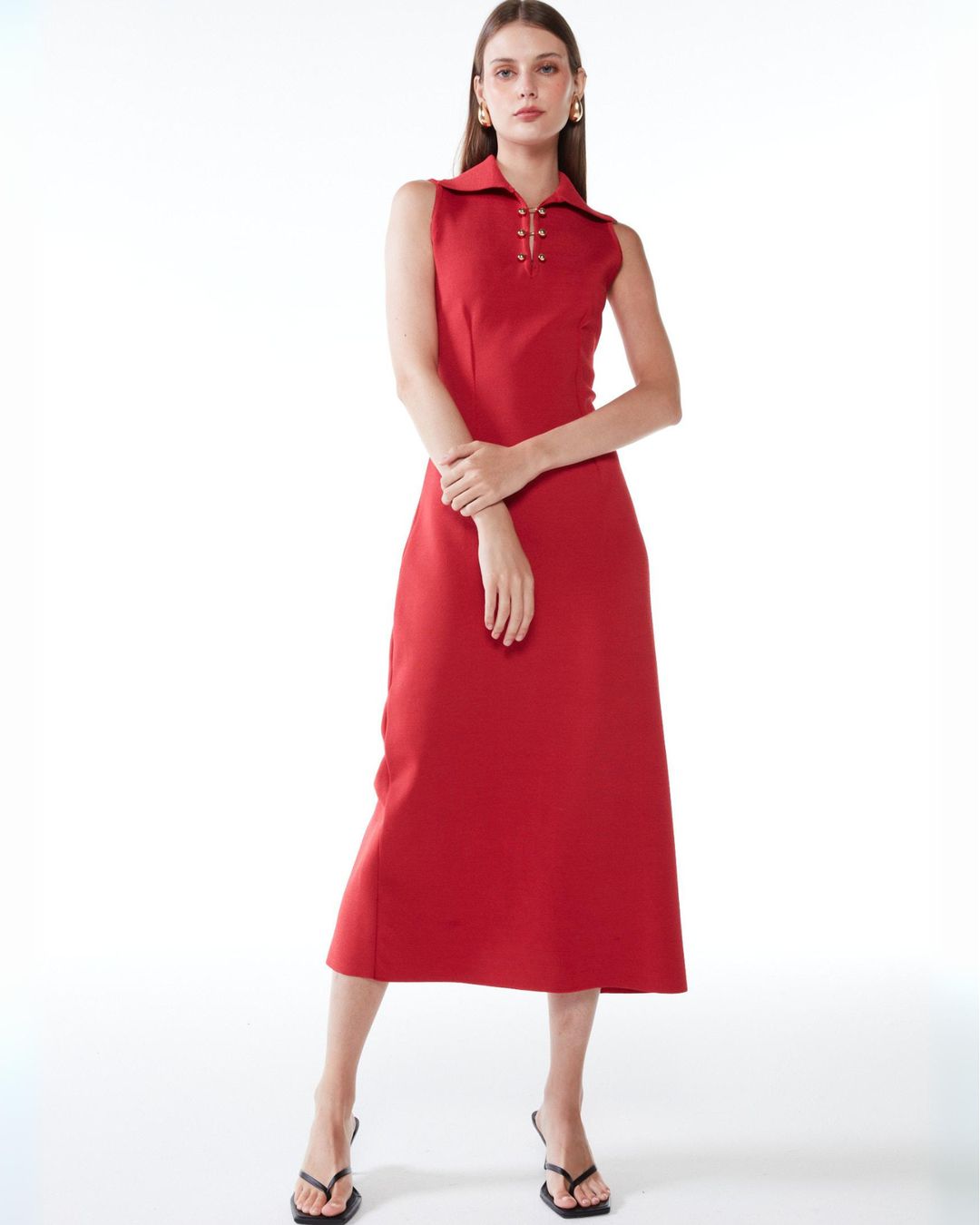 Vesido Midi Hera Vermelho - Maria Pavan