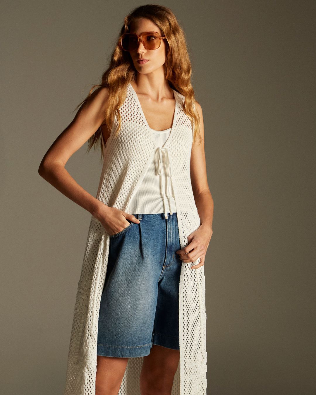 Colete Coqueiros Branco Off White - Maria Pavan