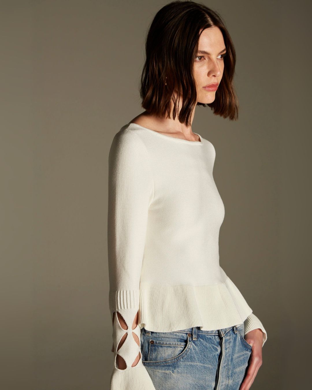 Blusa Azaléia Vazados Branco Off white - Maria Pavan
