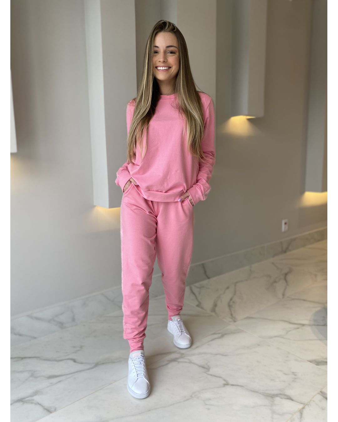 Conjunto Moletom Rosa Fabi - Mimo de Renda