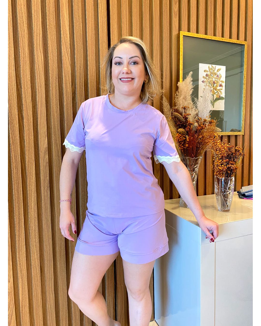 Pijama Jade Alf Lilás - Mimo de Renda